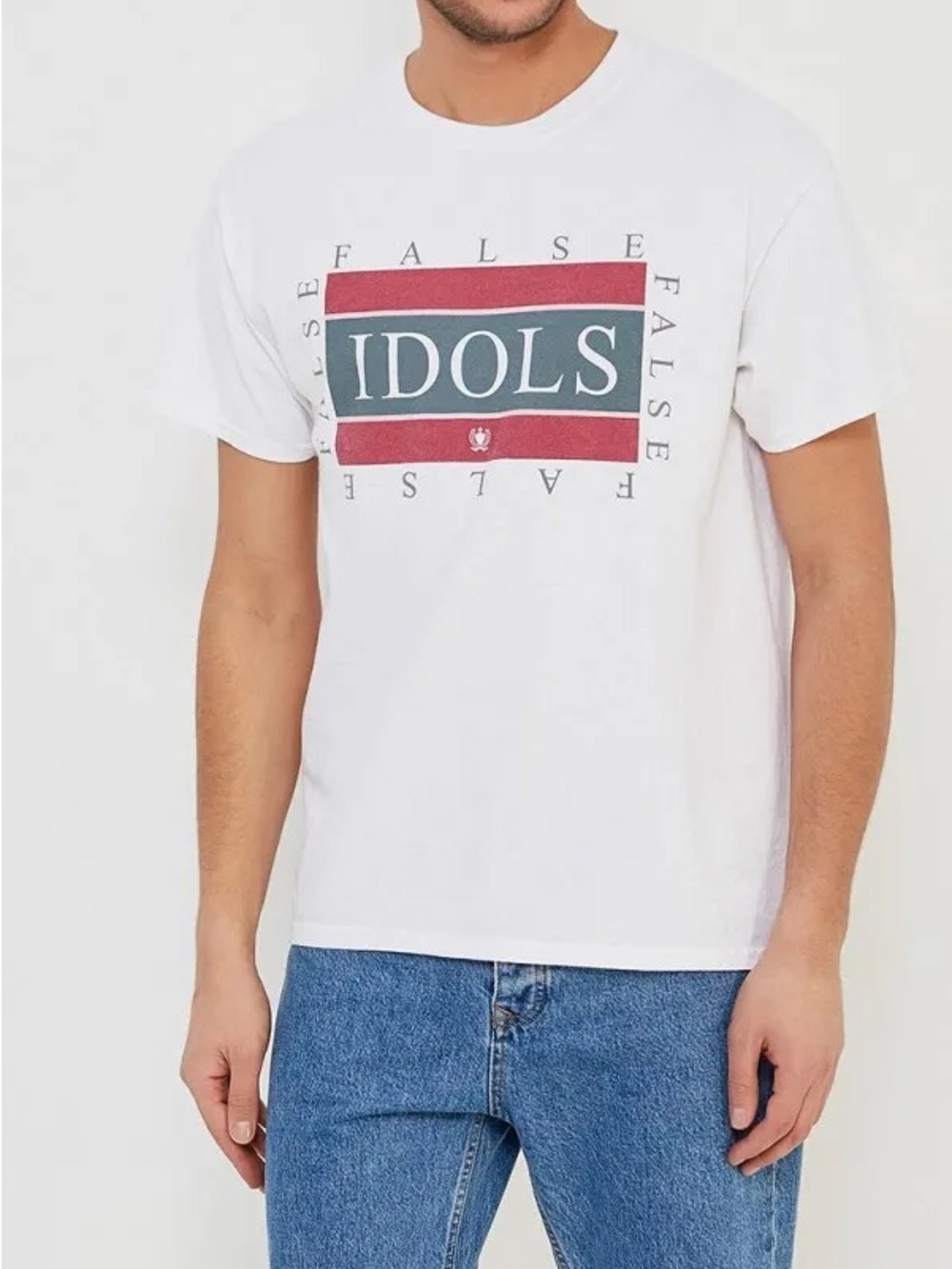 Topman White 'IDOLS' Graphic Tee with Red & Dark Green Print